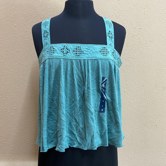Lucky Brand Lace Trim Strappy Tank Top  Size M - Picture 1 of 5